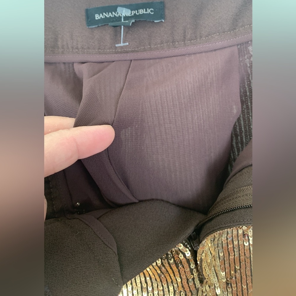 Banana Republic Wms Sz 0 Straight Leg Gold Sequin Holiday Party Pants Lined EUC - Picture 5 of 12